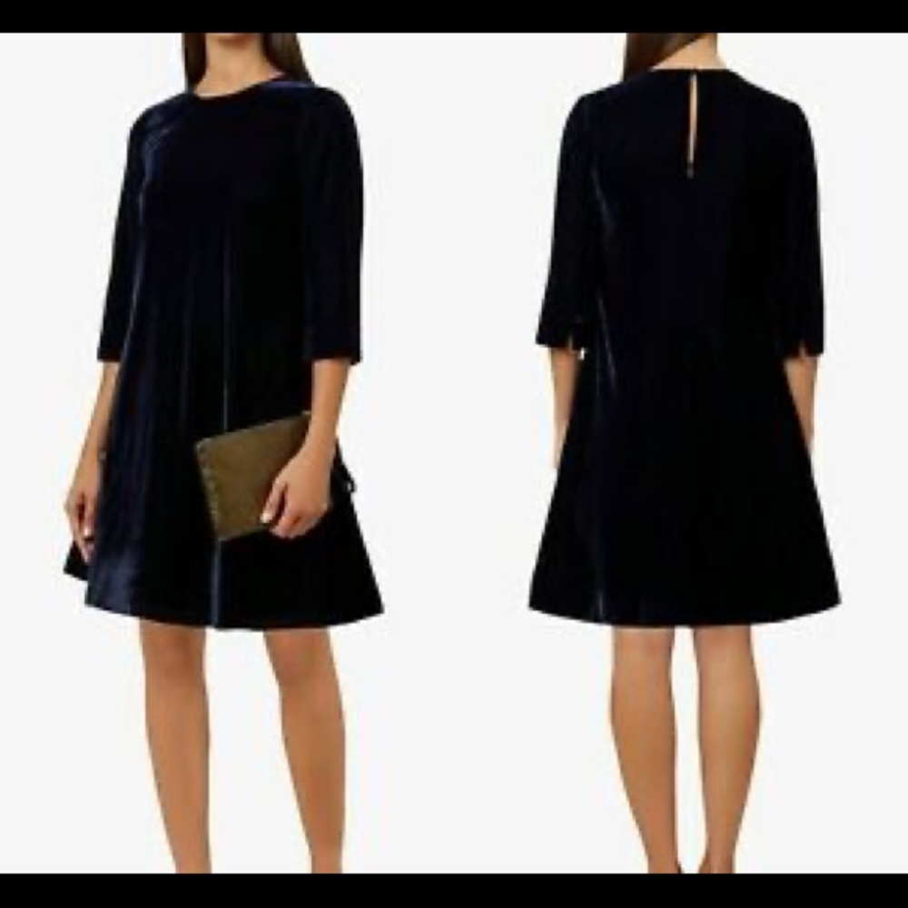 NWT Hobbs London Agnes Navy Blue Velvet Swing Dress Size 8